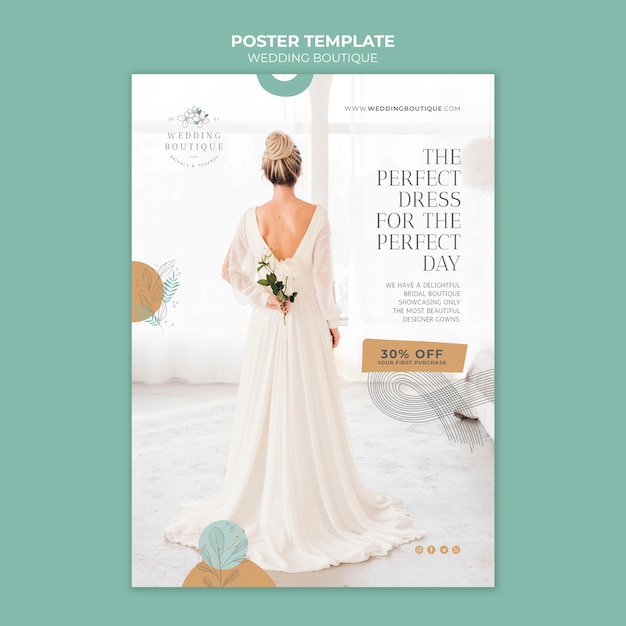 Free PSD poster template for elegant wedding boutique