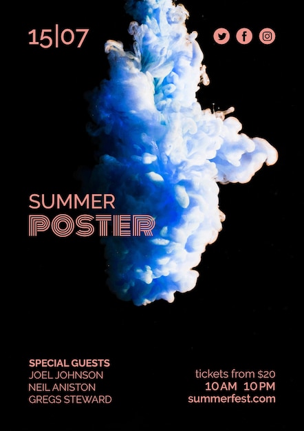 Free PSD poster template for summer festival