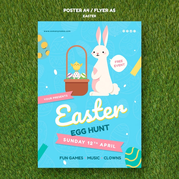 Free PSD poster template with easter day design