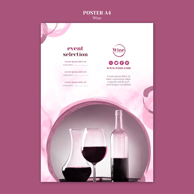 Free PSD poster for wine tasting