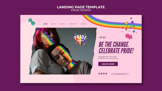 Pride month landing page design template