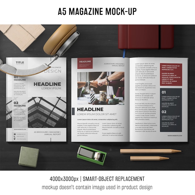 Free PSD professional a5 brochure mockup