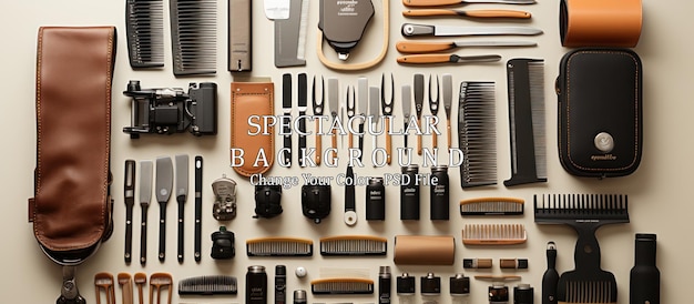 Free PSD professional barber tools collection