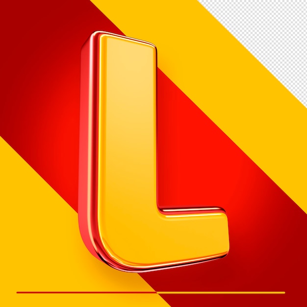 Free PSD psd 3d alphabet letter l isolated with red and yellow for compositions