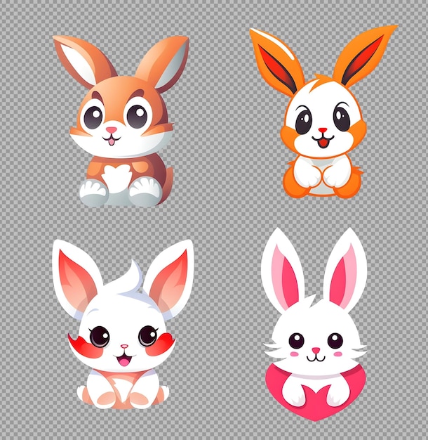 Free PSD psd mascot cute rabbit collection