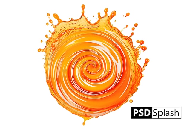 Free PSD psd round swirl liquid splash isolated on background