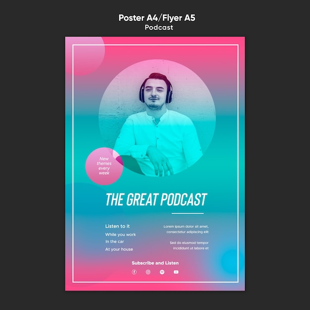 Free PSD radio podcast template poster