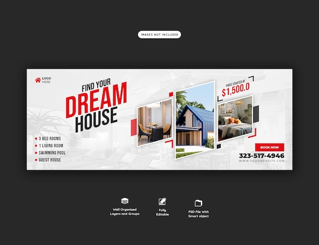 Free PSD real estate house property facebook cover banner template