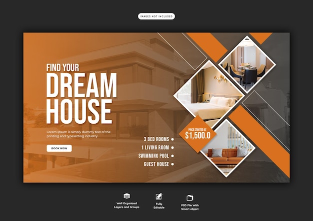 Free PSD real estate house property web banner template