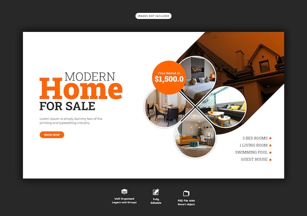 Free PSD real estate house property web banner template