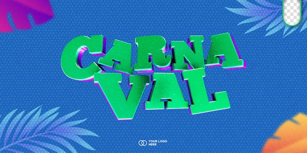 Free PSD realistic 3d logo carnival party in brazil promotional retail stamp carnaval no brasil