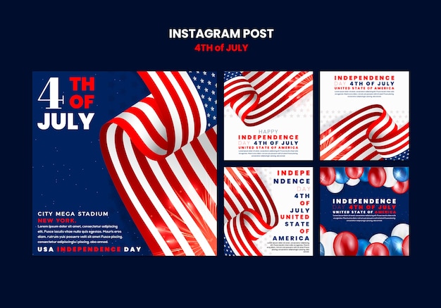 Free PSD realistic 4th of july template design