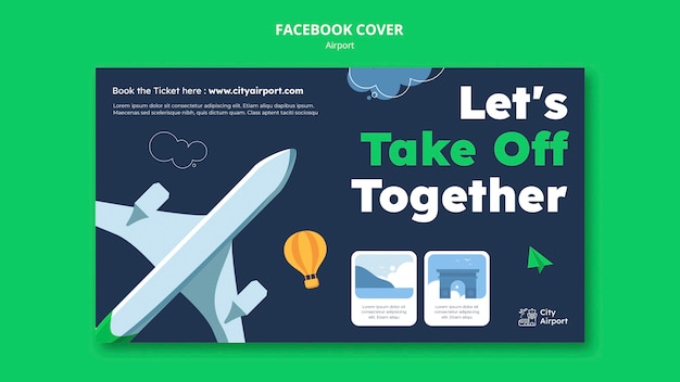 Free PSD realistic airport concept facebook cover