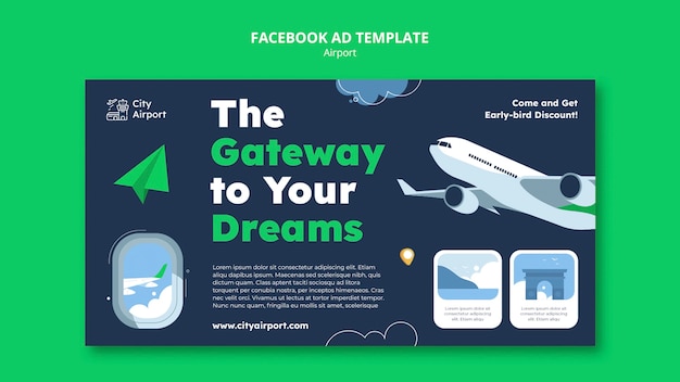 Free PSD realistic airport concept facebook template