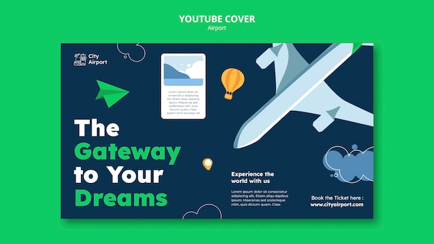 Free PSD realistic airport concept youtube cover