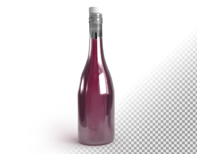 Free PSD realistic bottle of rose wine on transparent background