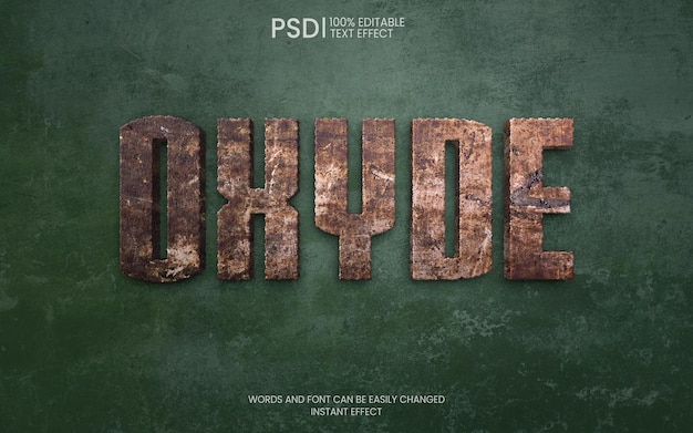 Free PSD realistic rust 3d text effect