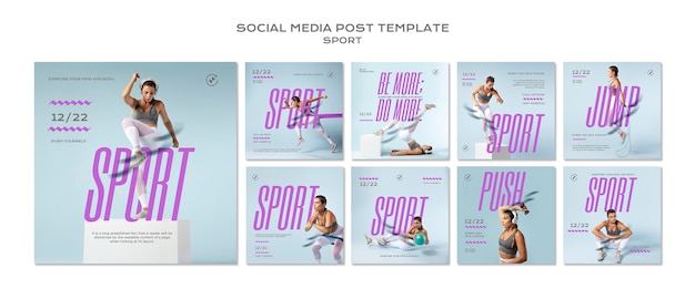 Free PSD realistic sport design instagram posts template