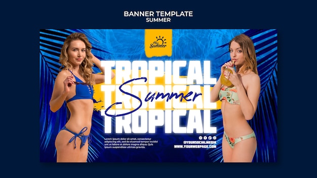 Free PSD realistic summer banner design template