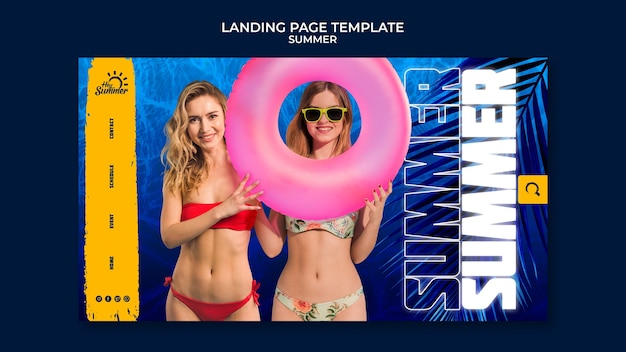 Free PSD realistic summer landing page design template