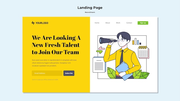 Free PSD recruitment concept landing page template