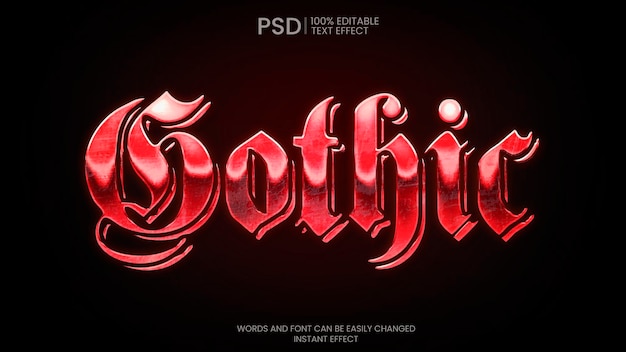 Free PSD red gothic text effect