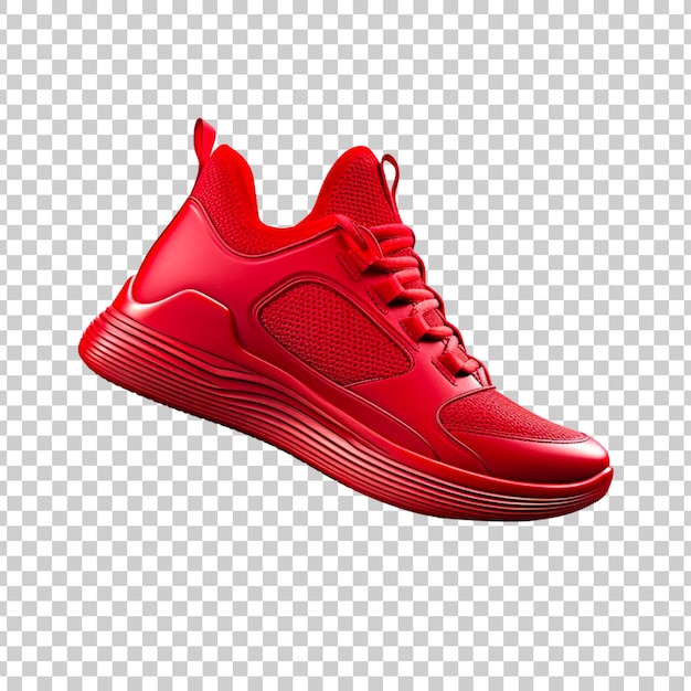 Free PSD red sports sneakers or running shoes on a transparent background