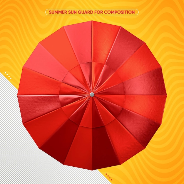 Free PSD red sunshade top view for summer