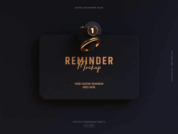 Free PSD reminder notification interface mockup isolated objects