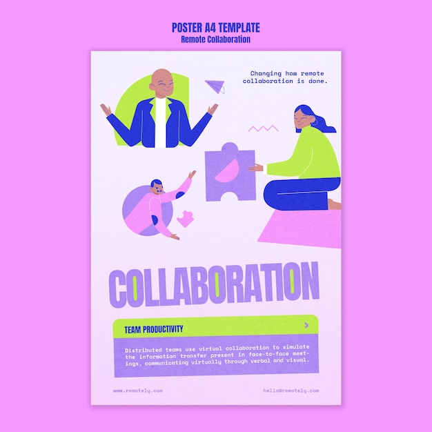 Free PSD remote collaboration a4 poster template