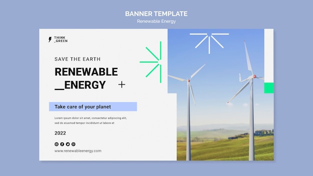 Free PSD renewable and sustainable energy horizontal banner template