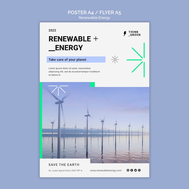 Renewable and sustainable energy vertical poster template