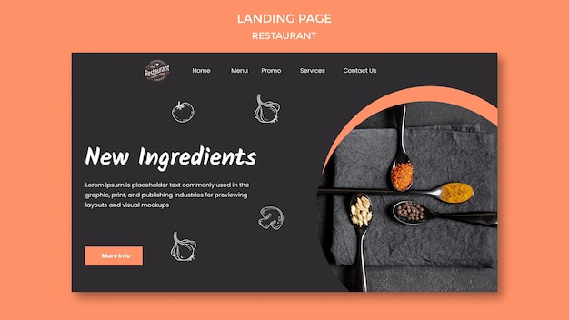 Free PSD restaurant new ingredients landing page