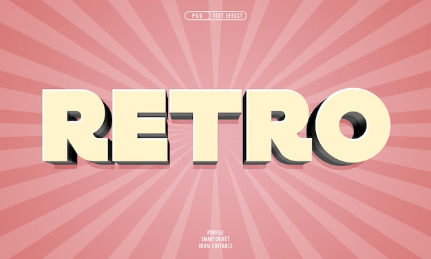 Free PSD retro 3d editable text effect