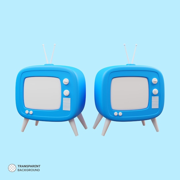 Free PSD retro crt television icon isolated 3d render illustration