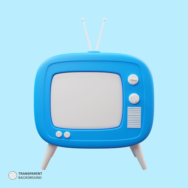 Free PSD retro crt television icon isolated 3d render illustration