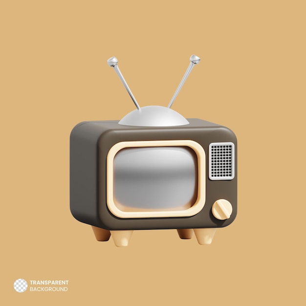 Free PSD retro crt television icon isolated 3d render illustration