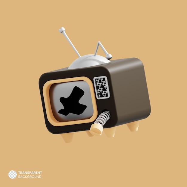 Free PSD retro crt television icon isolated 3d render illustration