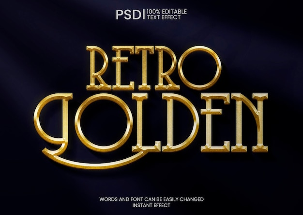 Free PSD retro golden text effect