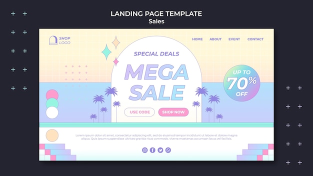 Free PSD retro sales landing page template