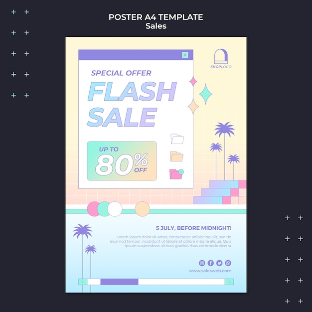 Free PSD retro sales print template