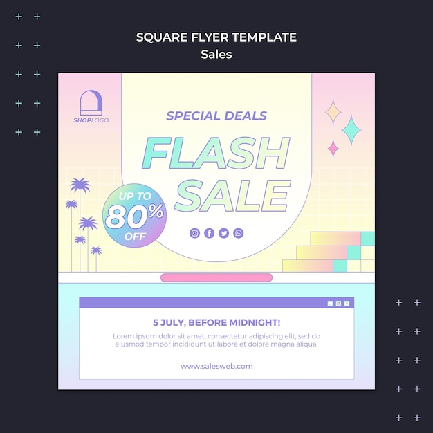 Free PSD retro sales square flyer template