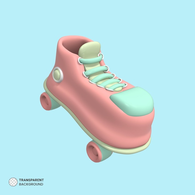 Free PSD roller skates icon isolated 3d render illustration