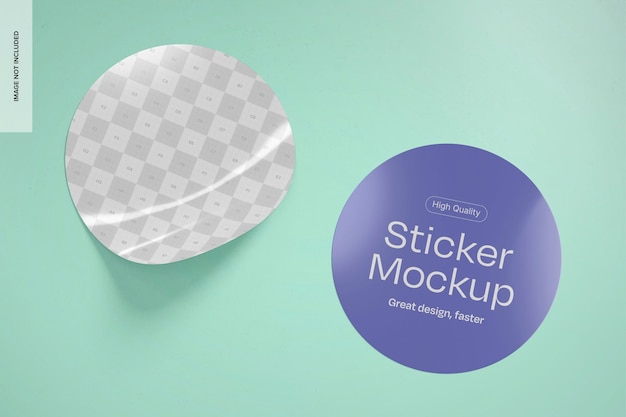 Free PSD round stickers mockup front view