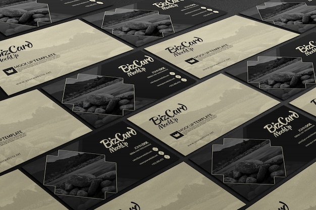 Free PSD row of business card mock-up presentation