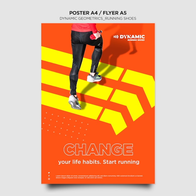 Free PSD running shoes flyer template