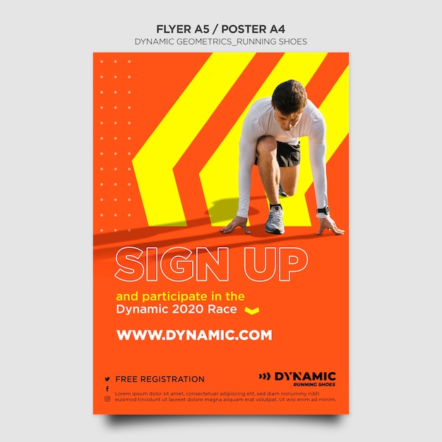 Free PSD running shoes poster template