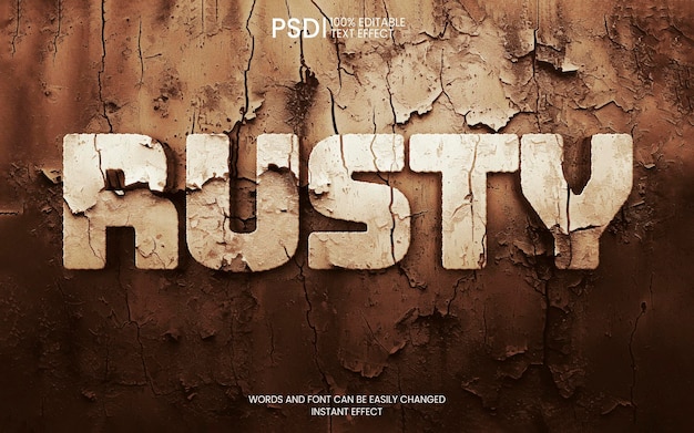 Free PSD rusty 3d editable text effect