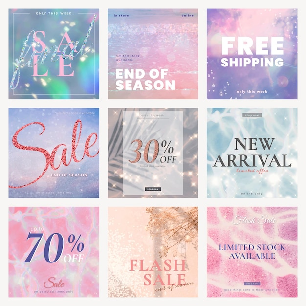 Free PSD sale editable template psd set for social media post