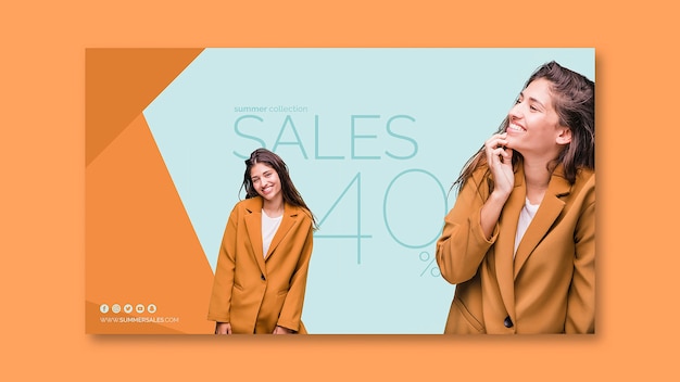 Free PSD sales banner template with image